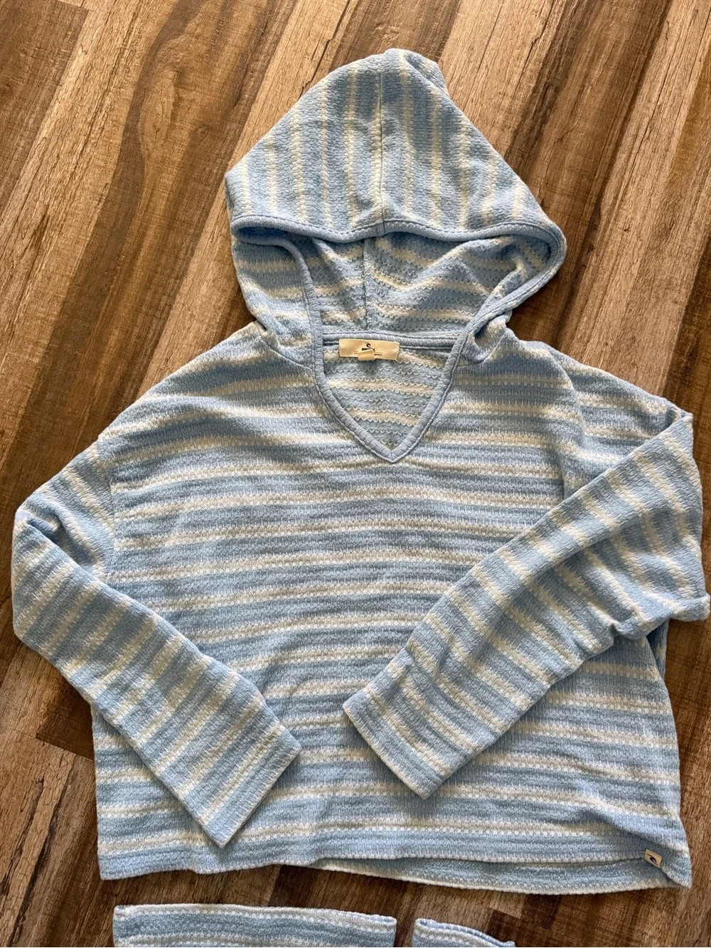 Rip Curl Girls Blue White Striped Hoodie Flare Pants Set Size 12